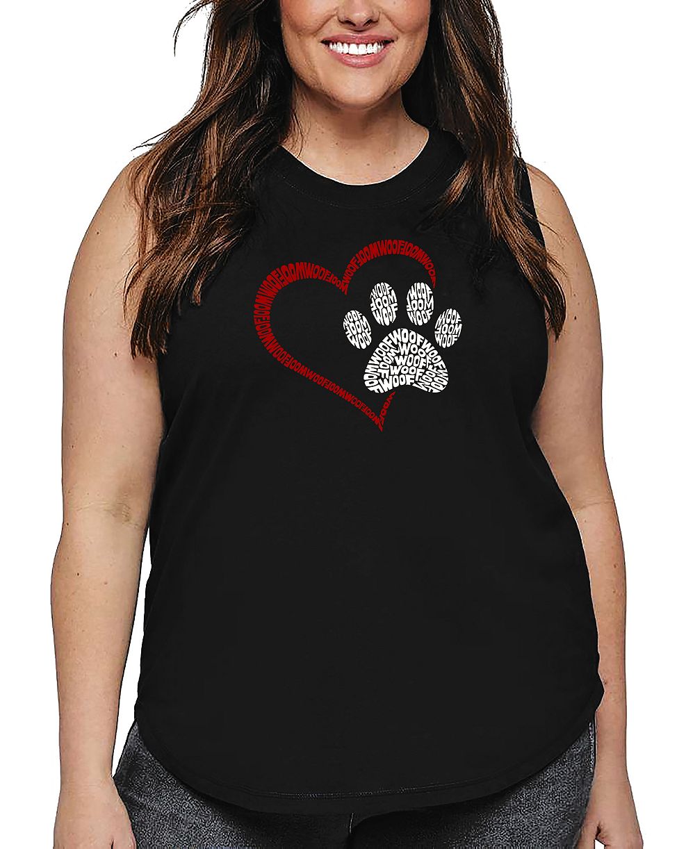 Танк-топ LA Pop Art Plus Size Paw Heart Word Art