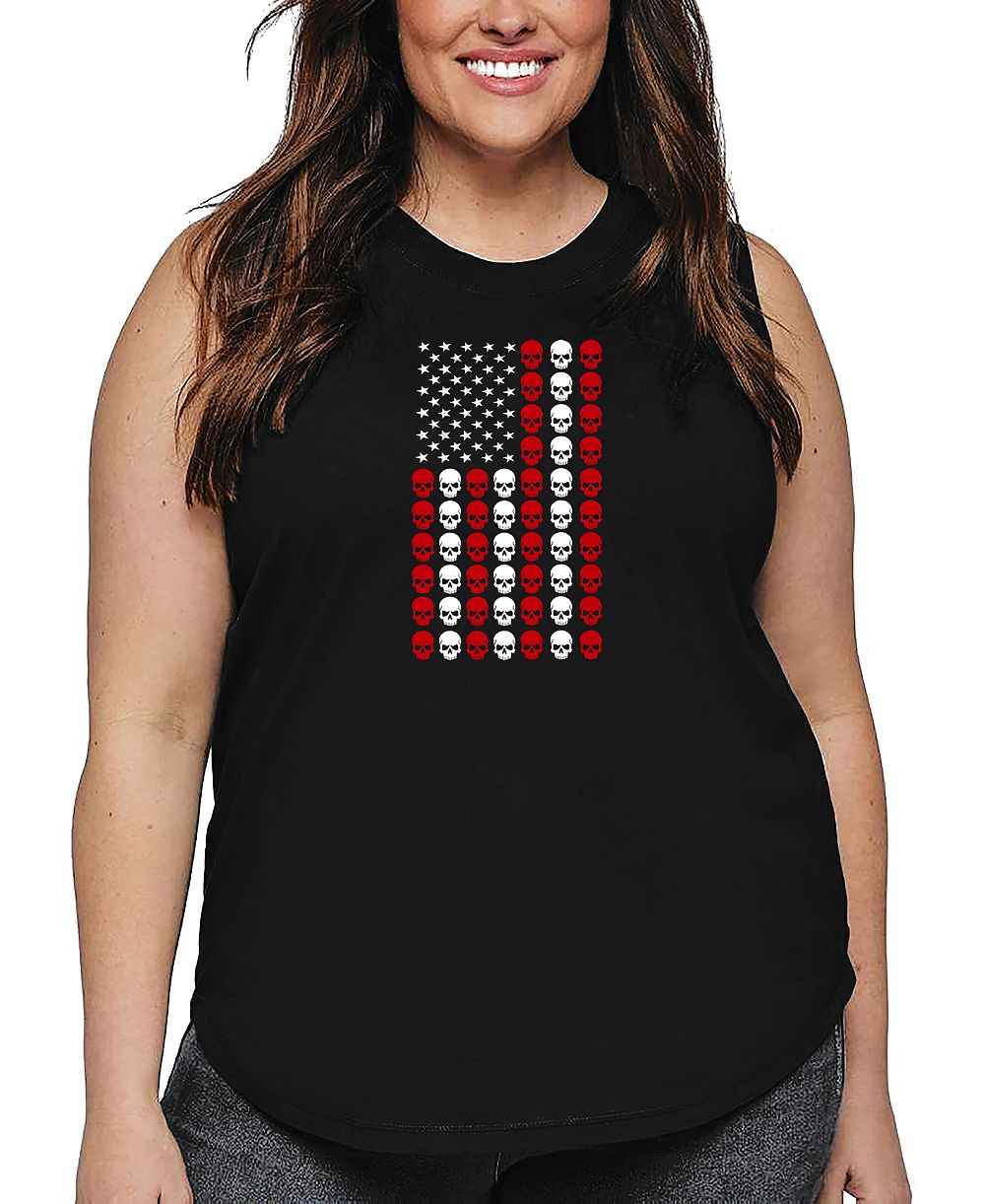Майка La Pop Art Plus Size Skull Flag Art Tank Top