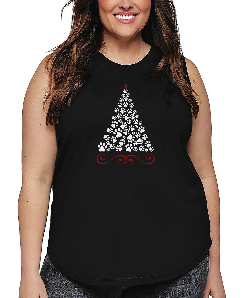 Майка LA Pop Art Plus Size Paw Christmas Tree Art