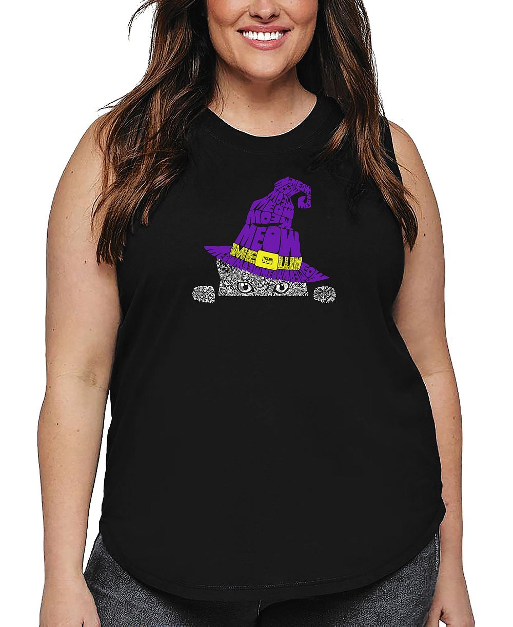 Майка Plus Size La Pop Art Peeking Witch Cat Word Art