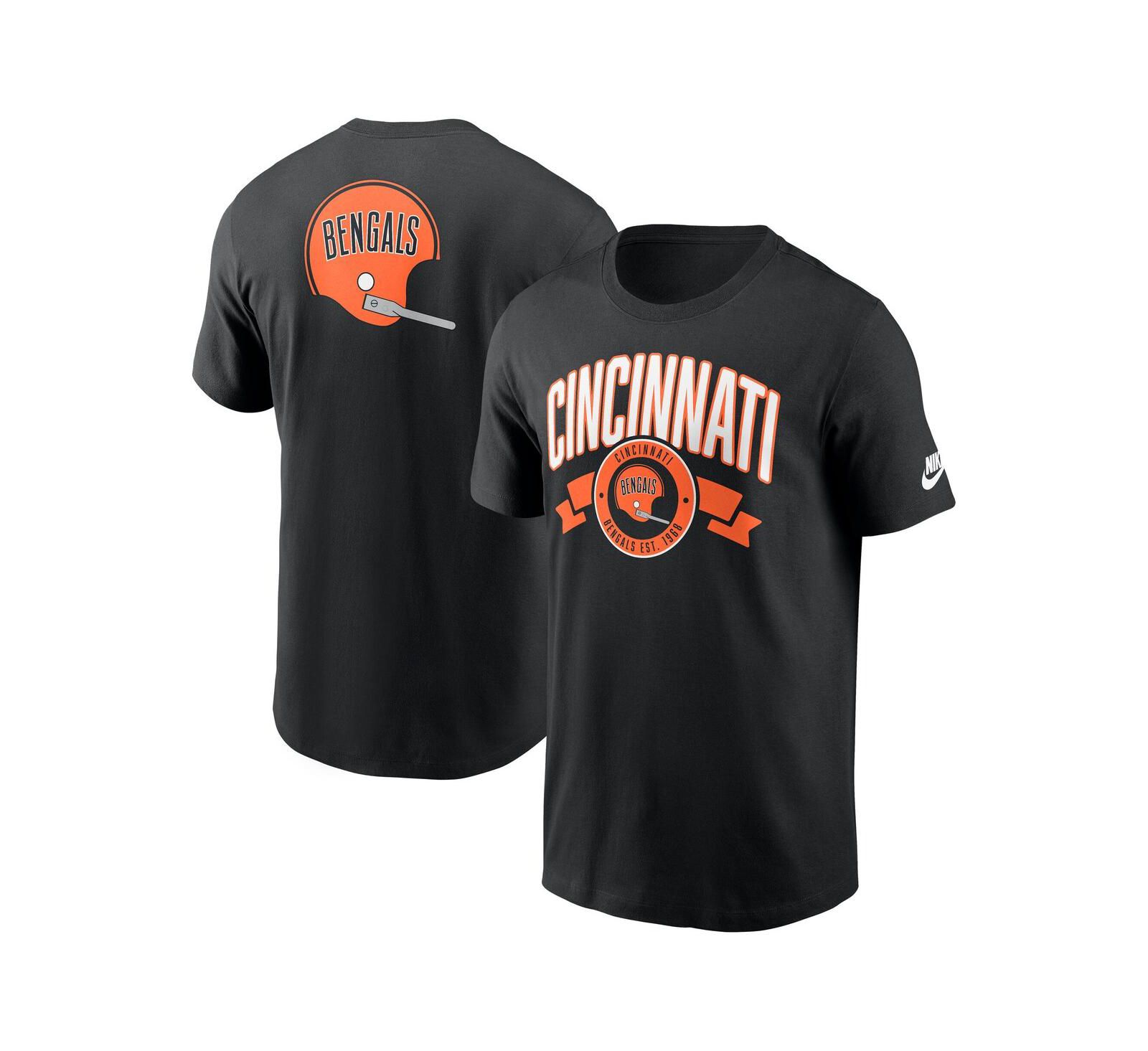 Nike Men's Black Cincinnati Bengals Rewind Front and Back Hit Essential T-Shirt