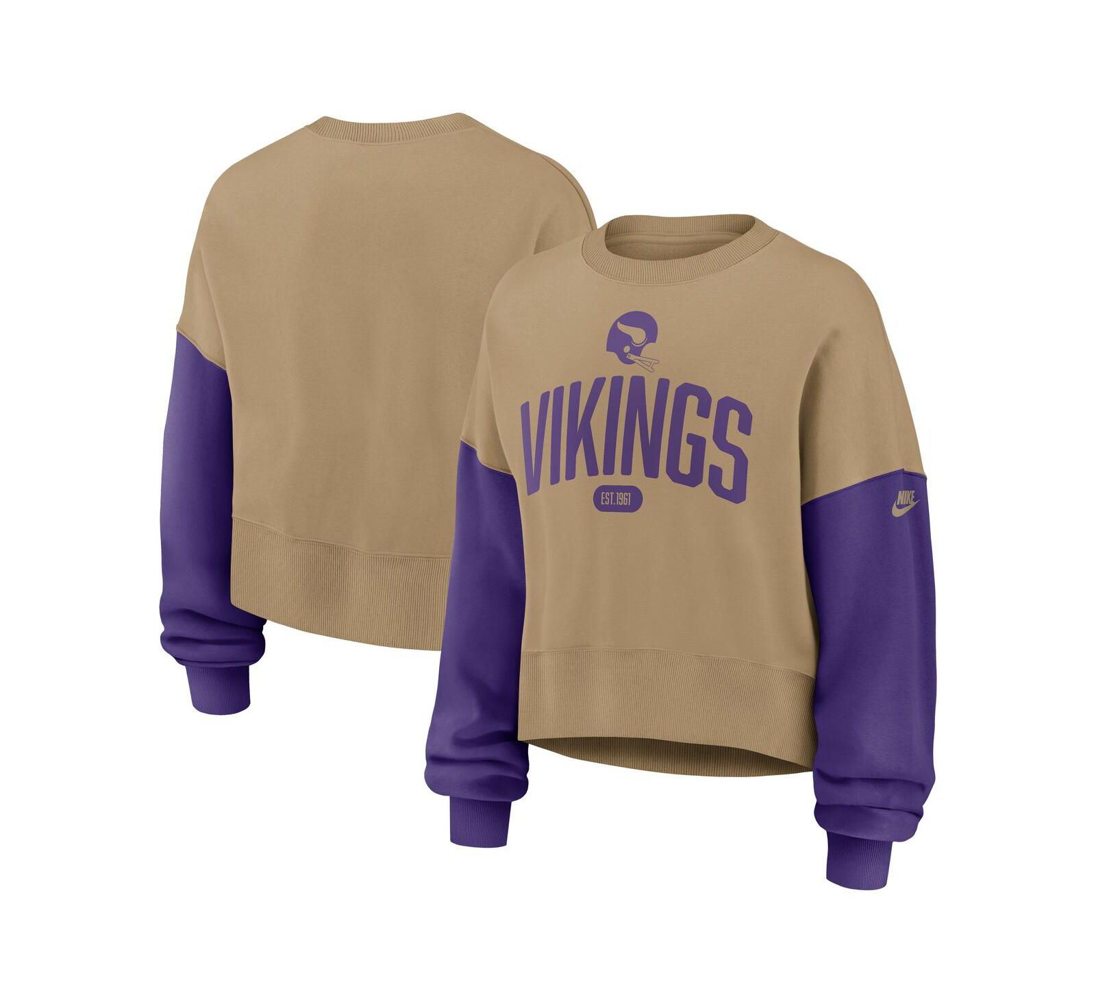 Nike Women's Tan Minnesota Vikings Oversized Rewind Pullover Sweatshirt