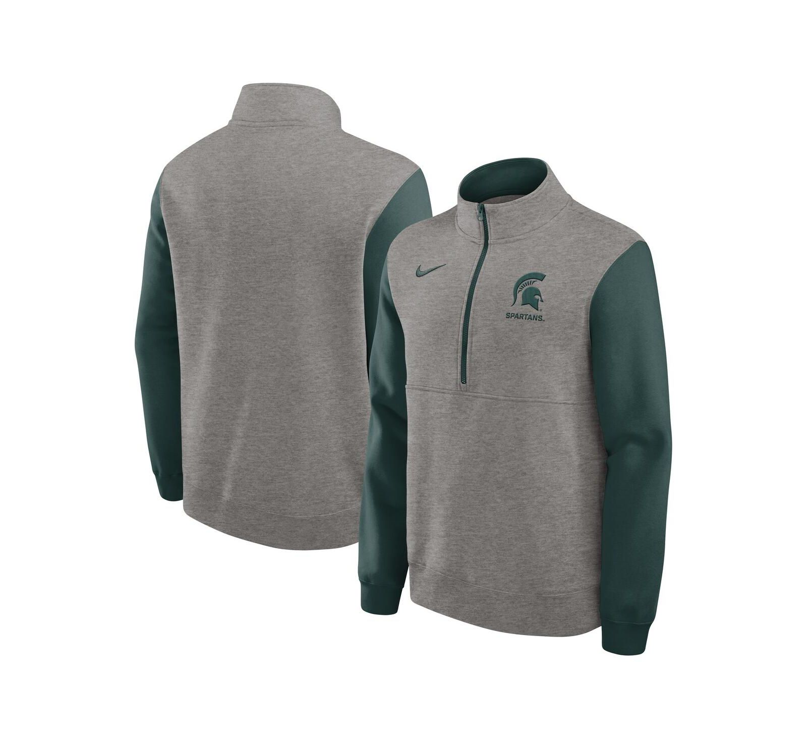 Мужская толстовка Nike Michigan State Spartans Club Fleece Half-Zip Heather Gray/Green