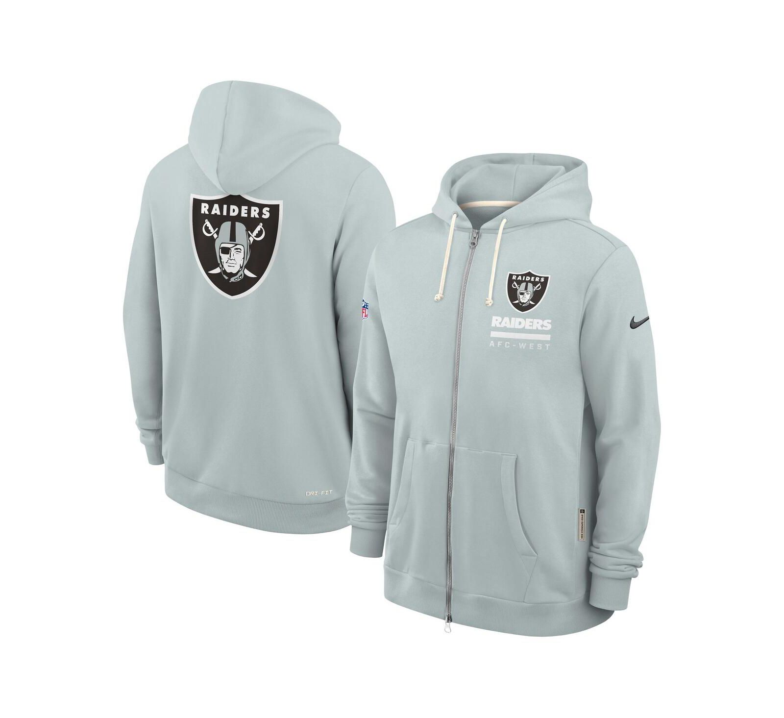 Nike Men's Silver Las Vegas Raiders Sideline Utility Player Performance Full-Zip Hoodie