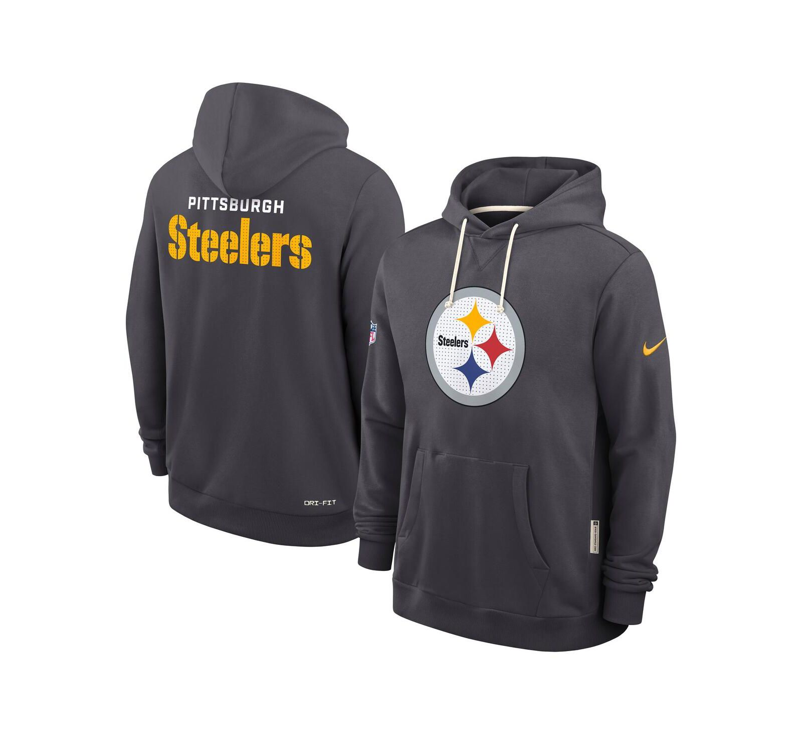 Худи Nike Men's Anthracite Pittsburgh Steelers Sideline Standard Issue Initial Home Dri-FIT Hoodie