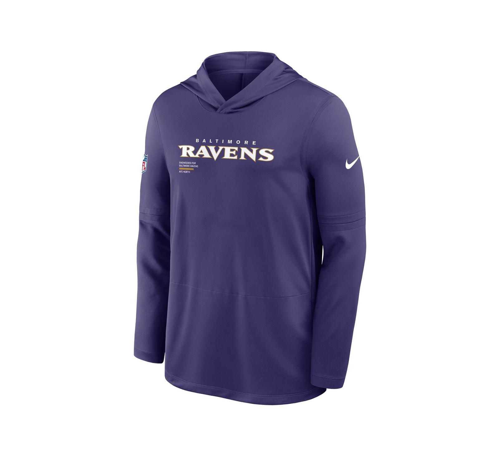 Nike Мужское худи с длинным рукавом Baltimore Ravens Sideline Pure Performance фиолетового цвета