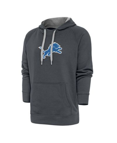 Antigua Men's Charcoal Detroit Lions Victory Chenille Pullover Hoodie