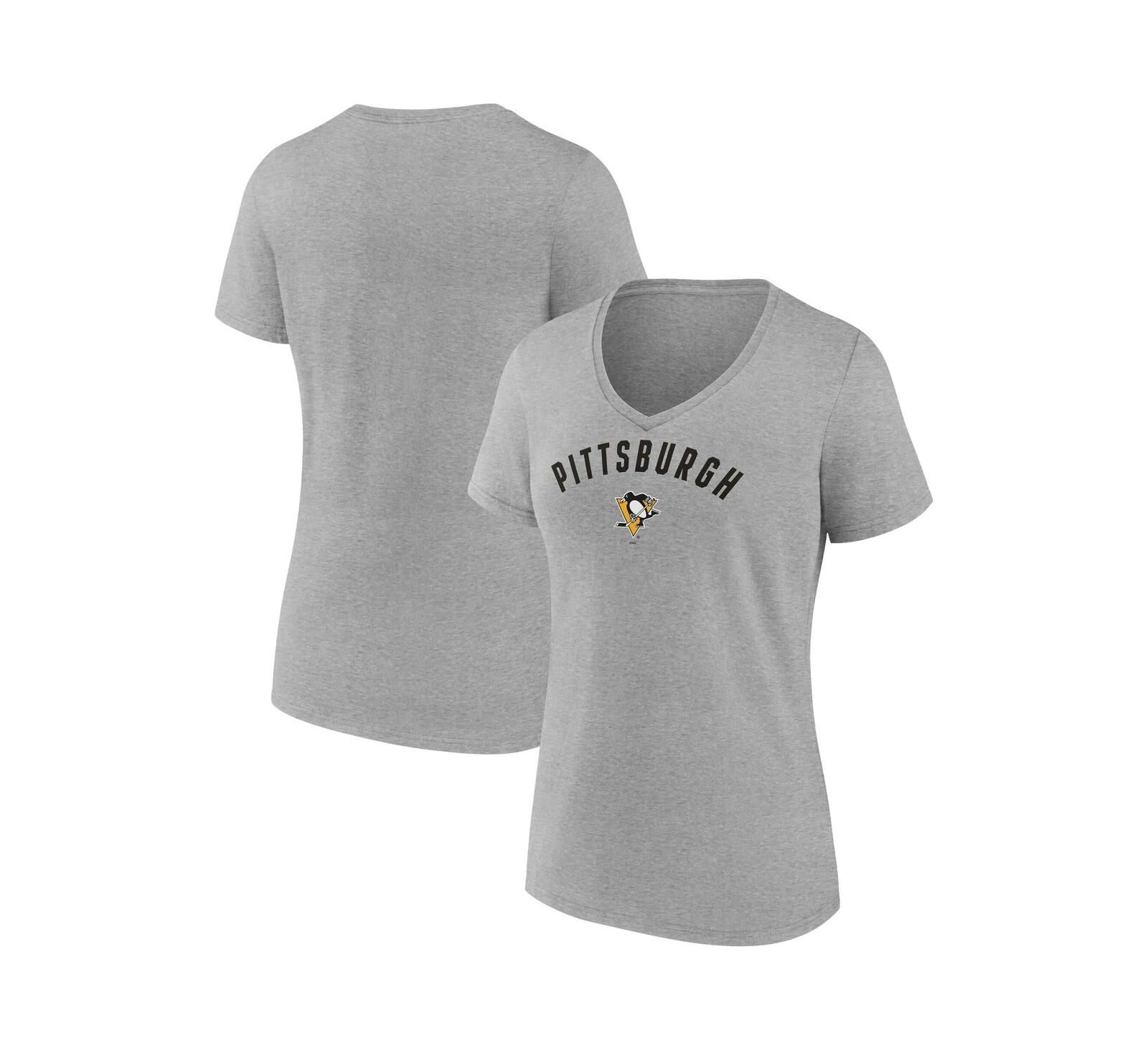 Fanatics Women's Gray Pittsburgh Penguins V-Neck T-Shirt