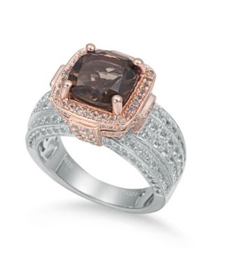 Suzy Levian двухцветное кольцо Milano с топазом и огранкой Cushion Cut из стерлингового серебра