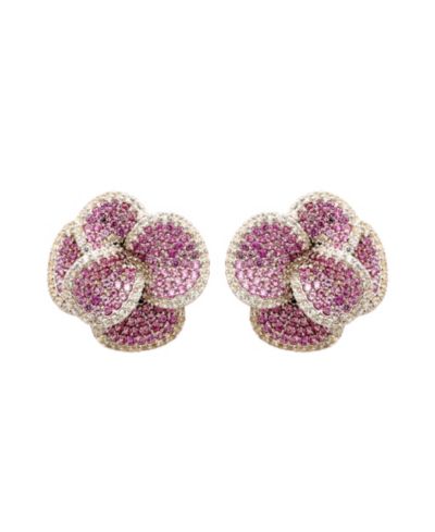 Suzy Levian Sterling Sapphire & Sapphire Peony Flower Earrings