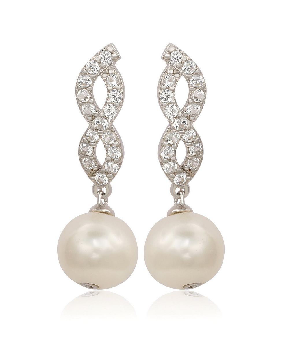 Серьги-подвески Suzy Levian Sterling Pearl & Sapphire