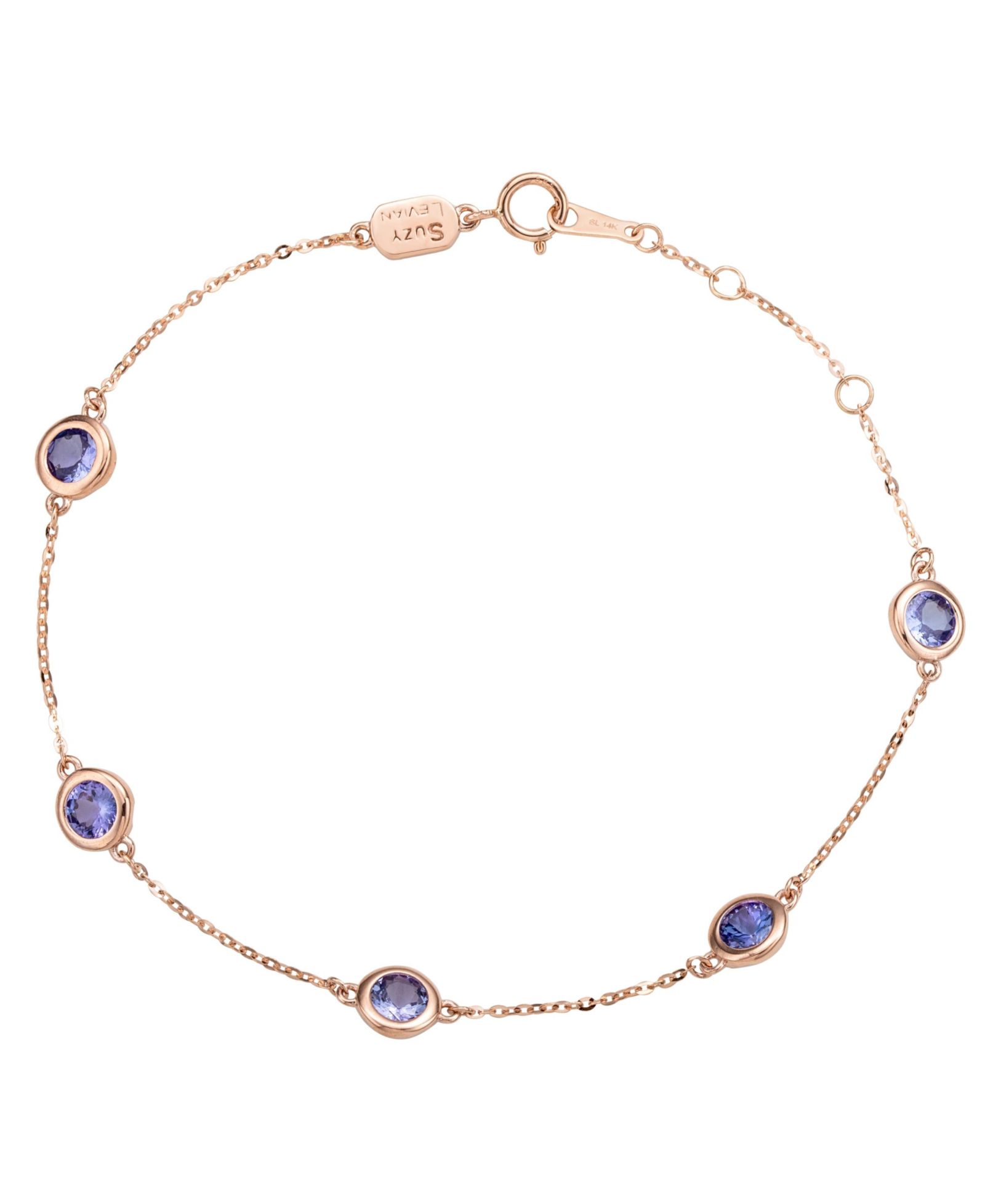 Браслет Suzy Levian с круглыми танзанитами, 1.25 карат суммарно