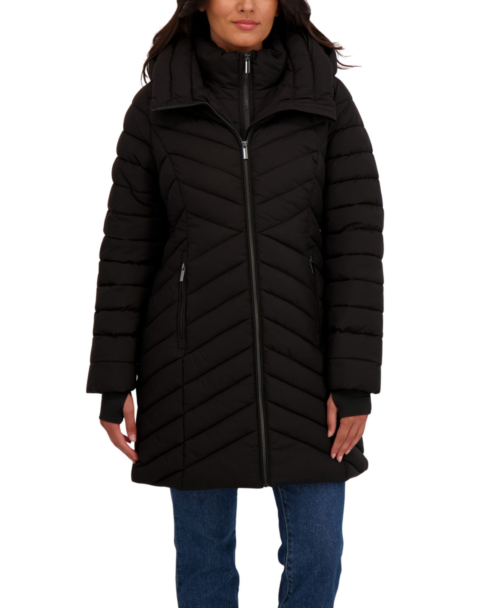 Sebby Collection Женский утепленный пуховик с капюшоном и нагрудником