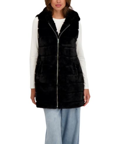 Женский жилет Sebby Collection с капюшоном и текстурированным искусственным мехом