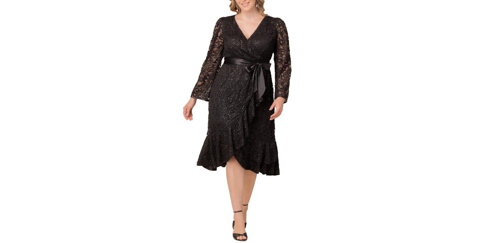 Kiyonna Women's Plus Size Cosmopolitan Sequin Lace Cocktail Dress