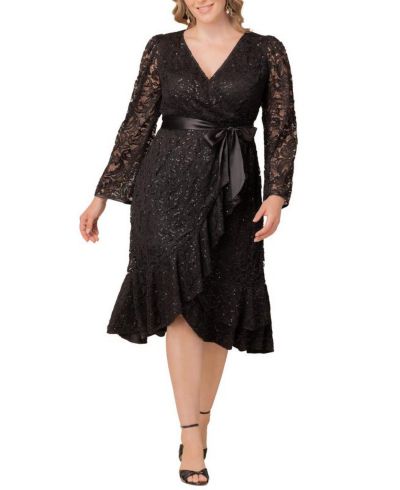 Kiyonna Women's Plus Size Cosmopolitan Sequin Lace Cocktail Dress
