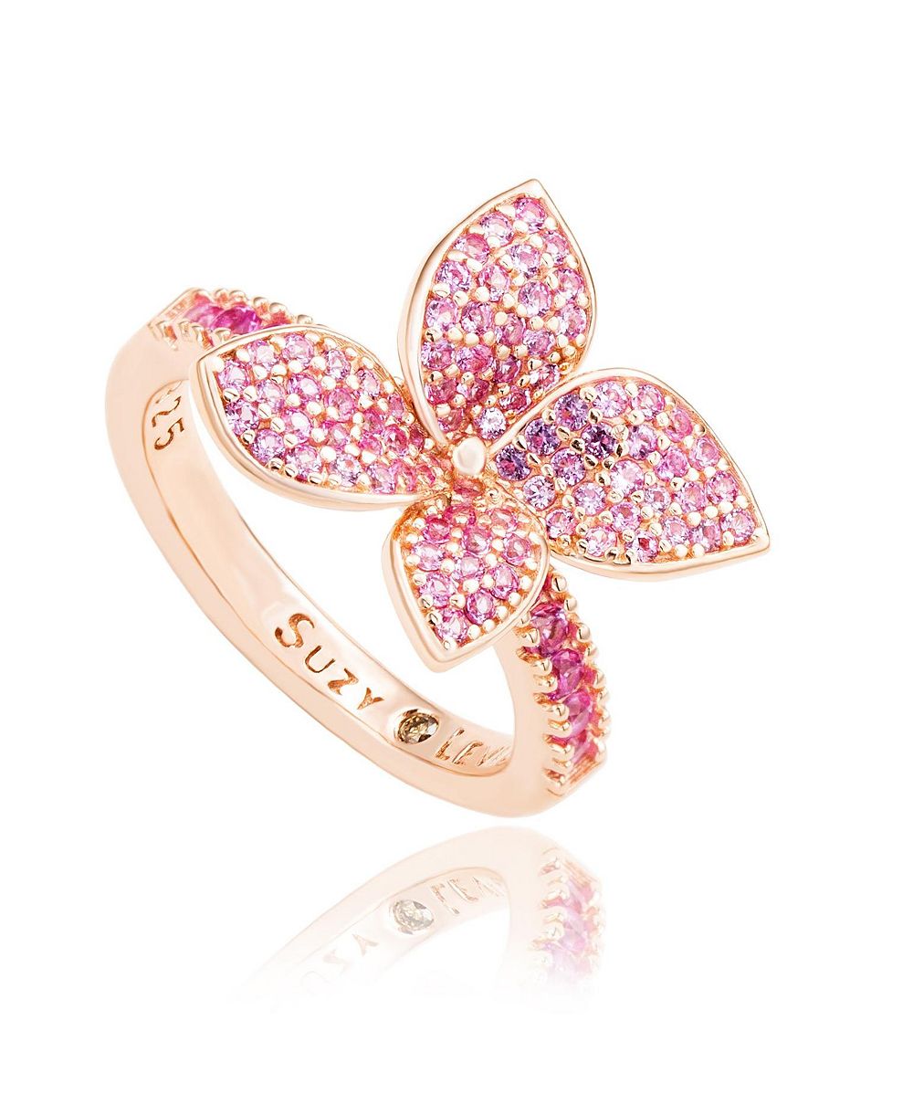 Suzy Levian Sterling Sapphire Flower Ring