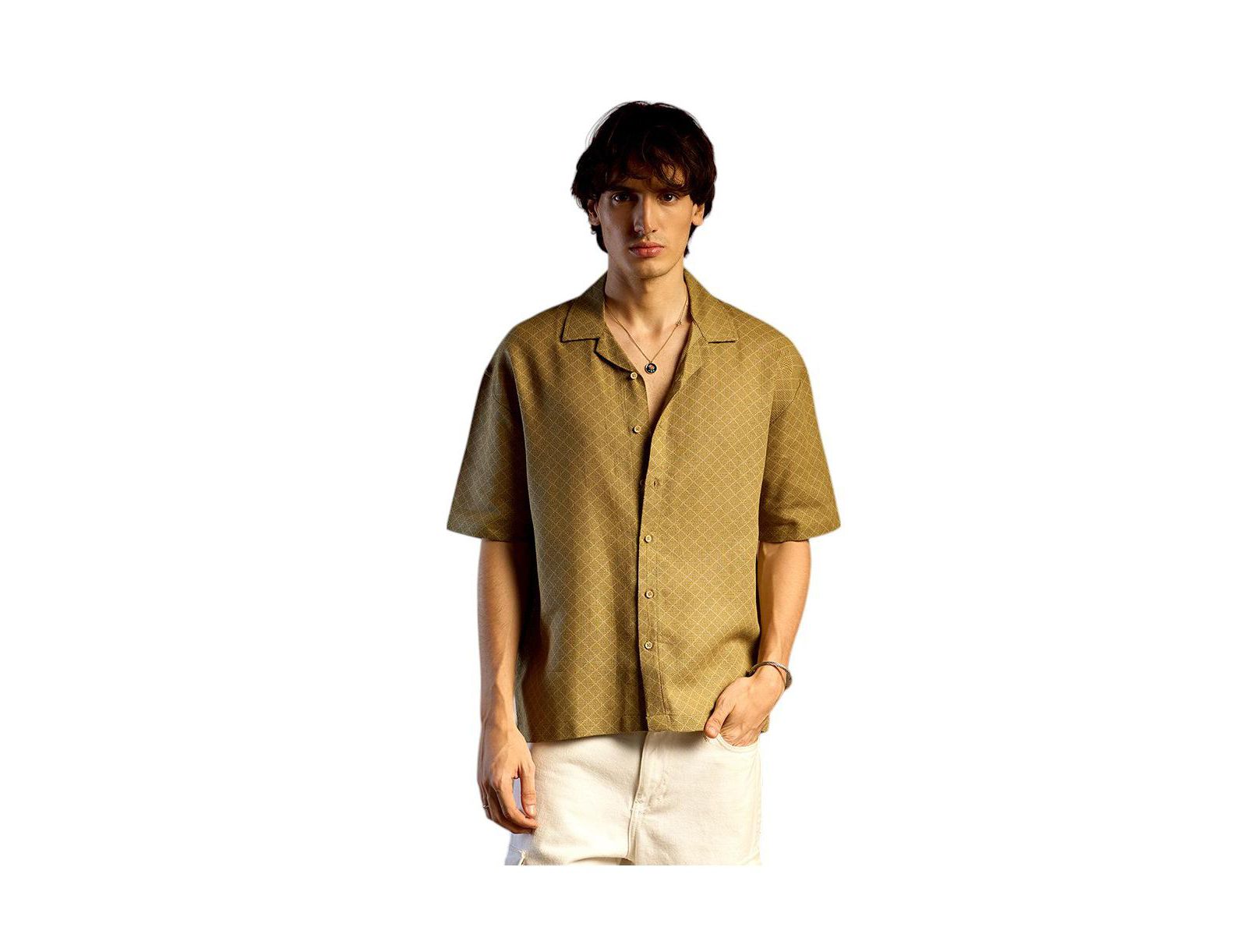 Campus Sutra Men's Quad-Lined Oversized Shirt