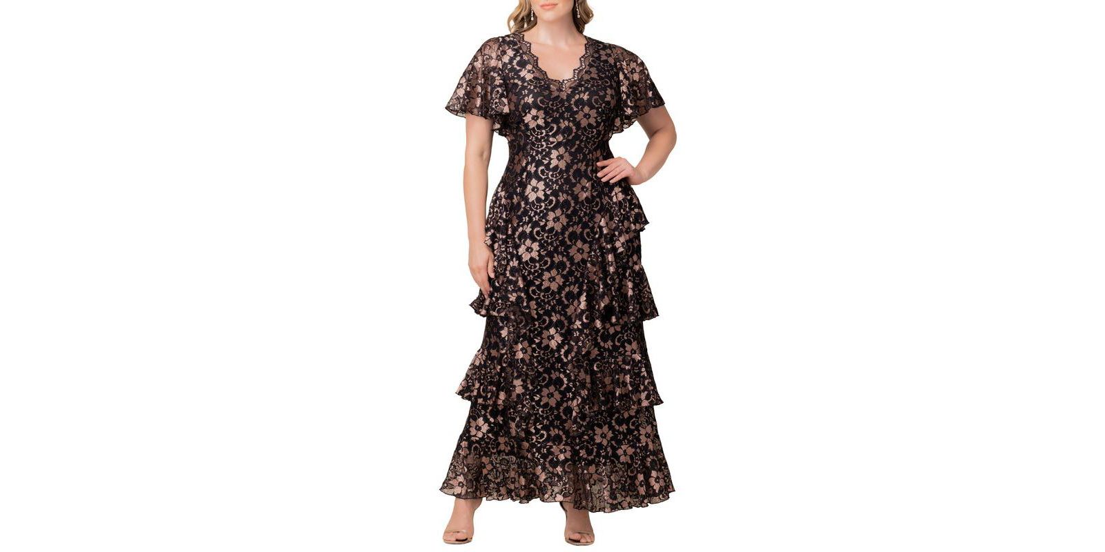 Вечернее платье Plus Size Kiyonna Mon Ange многоярусное кружевное