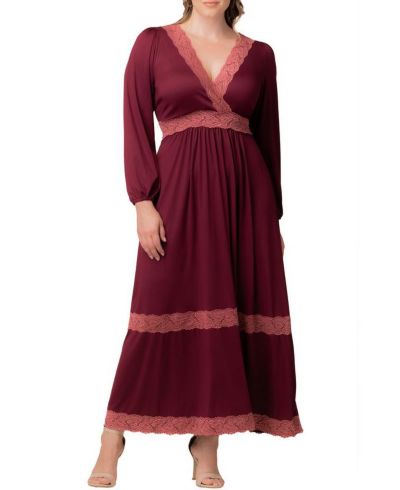 Kiyonna Women's Plus Size Lara Lace Trim Long Dress
