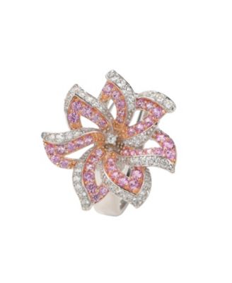 Suzy Levian Sterling Sapphire & Created Sapphire Flower Ring