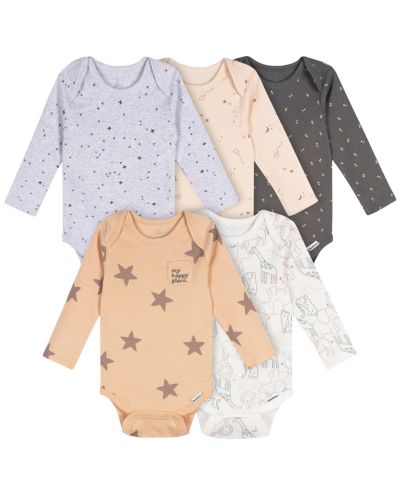 Детские боди Gerber, набор из 5 штук с длинными рукавами