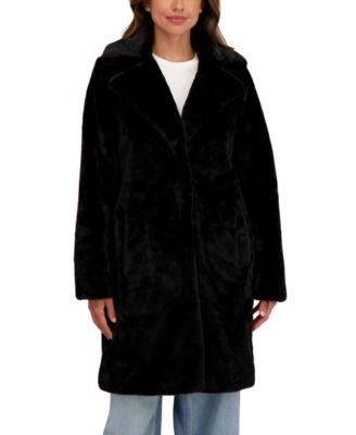 Женское укороченное пальто Sebby Collection с воротником с разрезом из искусственного меха
