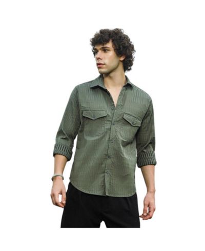 Campus Sutra Men's Crimp-Tactile Utility Shirt