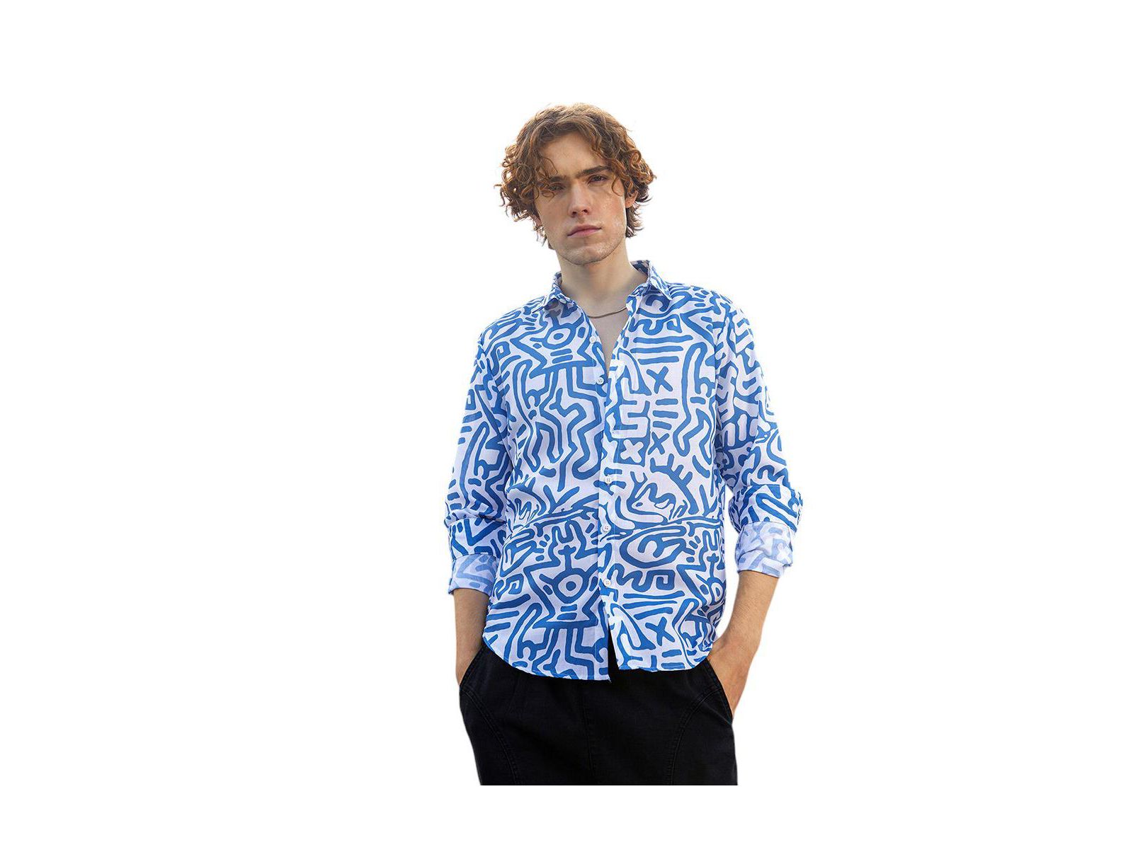 Campus Sutra Men's Contrast Graffiti Shirt