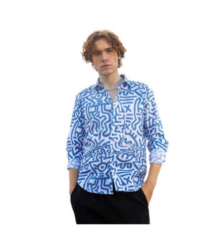 Campus Sutra Men's Contrast Graffiti Shirt