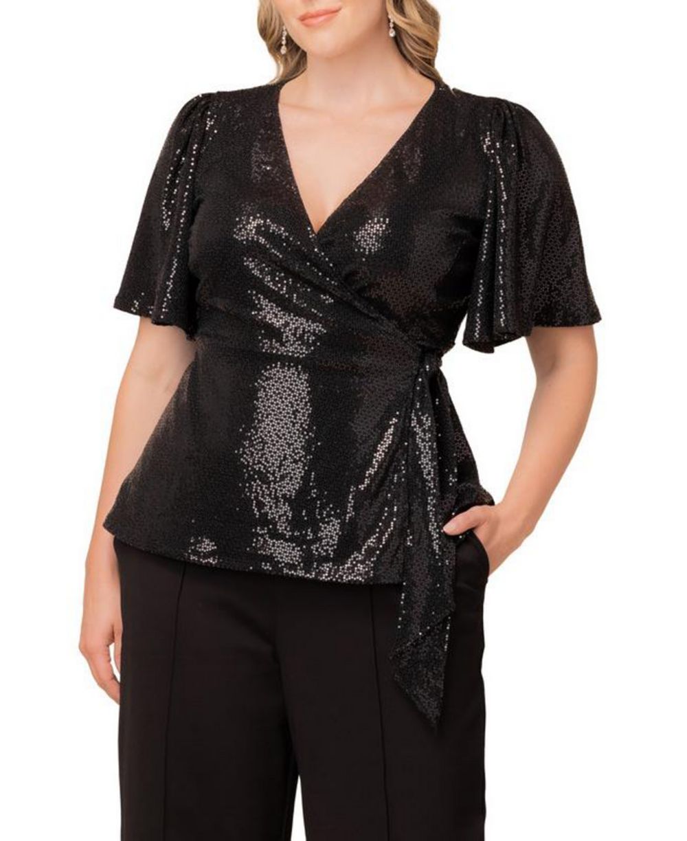 Топ Kiyonna Women's Plus Size Shimmering Sequin Wrap