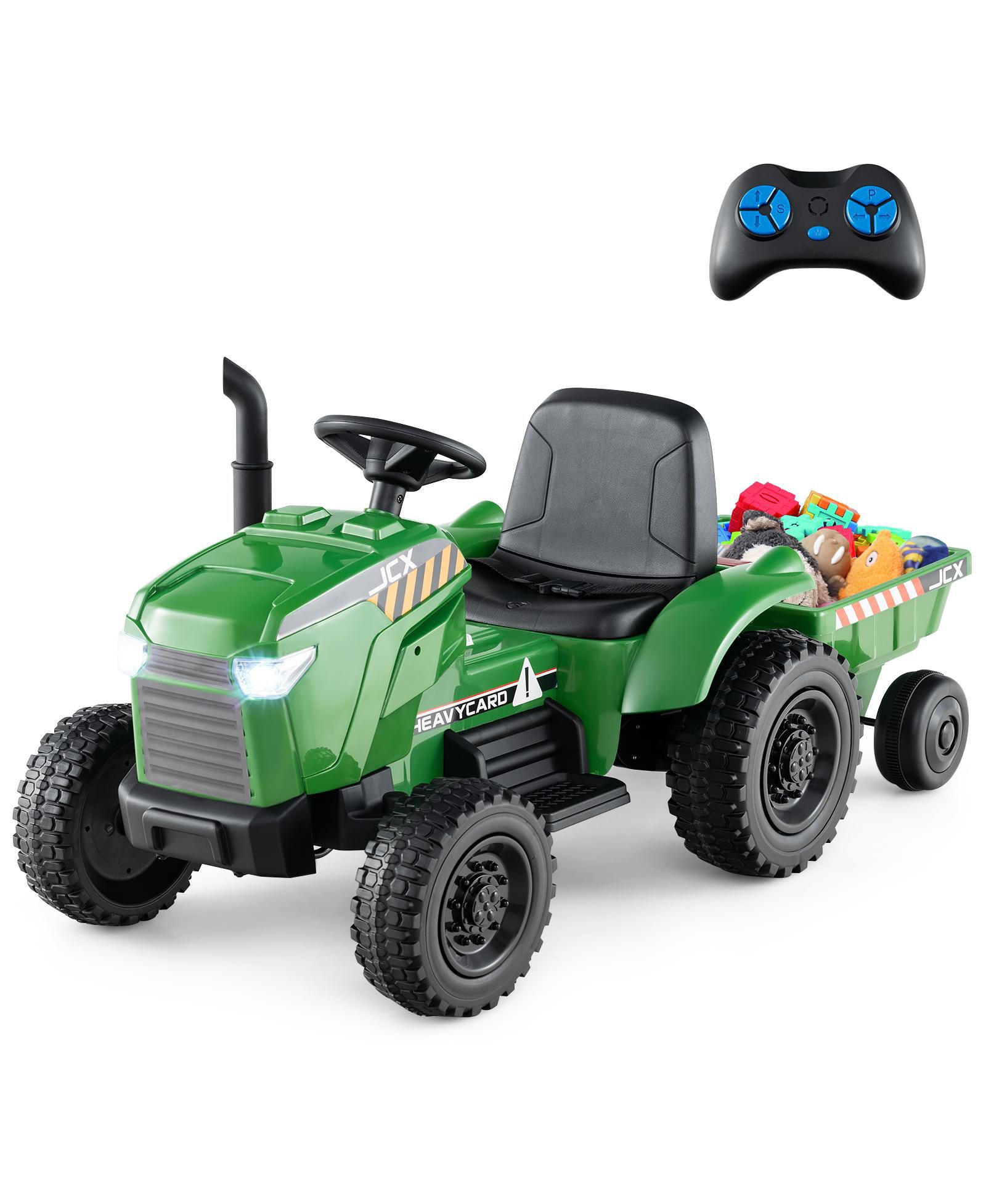 Детский игрушечный трактор Gymax 2-in-1, 12V с пультом управления, серый