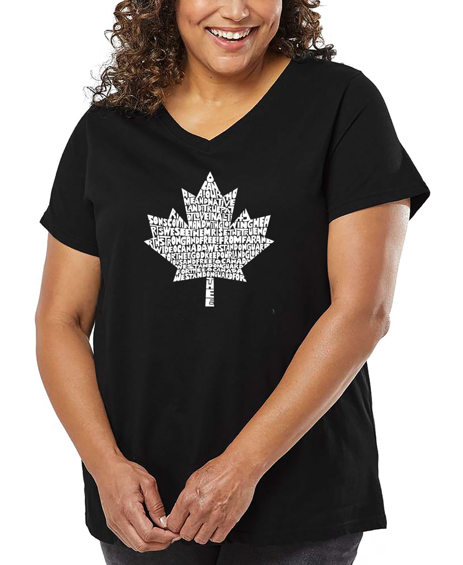 LA Pop Art Футболка Plus Size с принтом Record CANADIAN NATIONAL ANTHEM