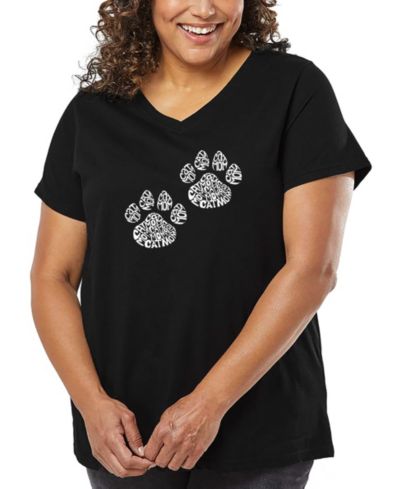LA Pop Art Plus Size Cat Mom Word Art V-Neck футболка Женская