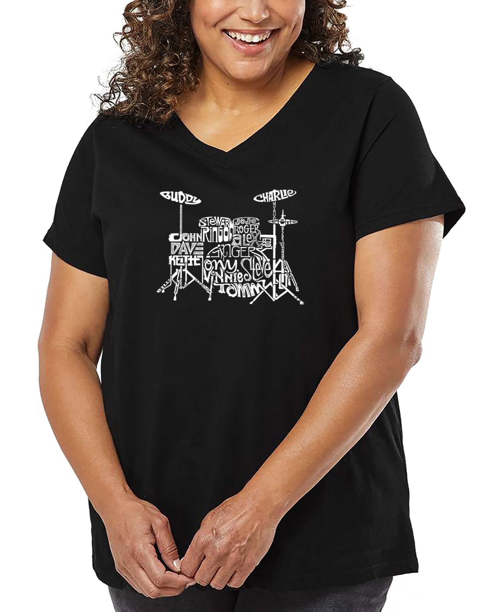 LA Pop Art Футболка Plus Size с принтом Drums