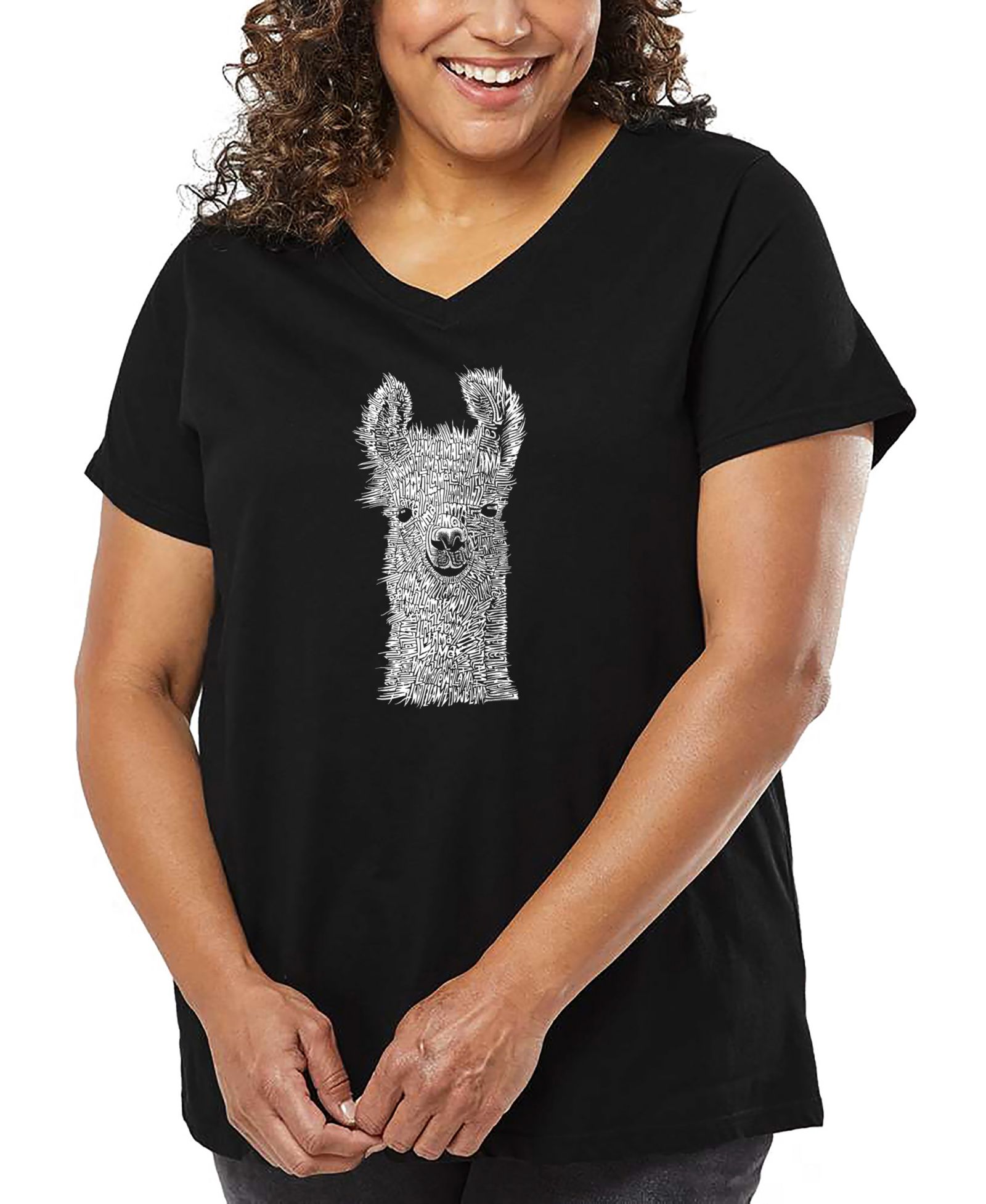 LA Pop Art Футболка Plus Size с принтом Llama