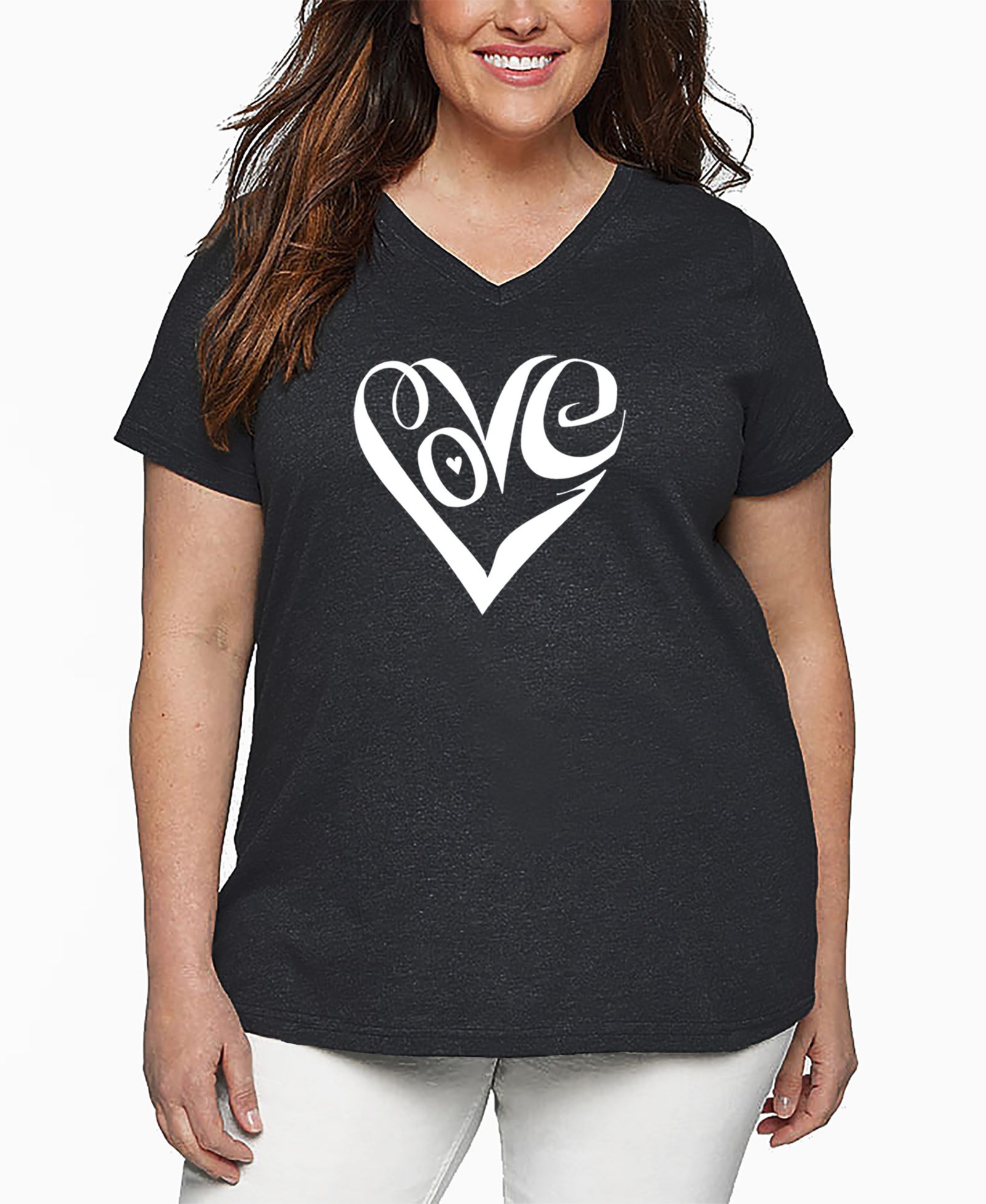 LA Pop Art Футболка Plus Size с принтом Script Heart
