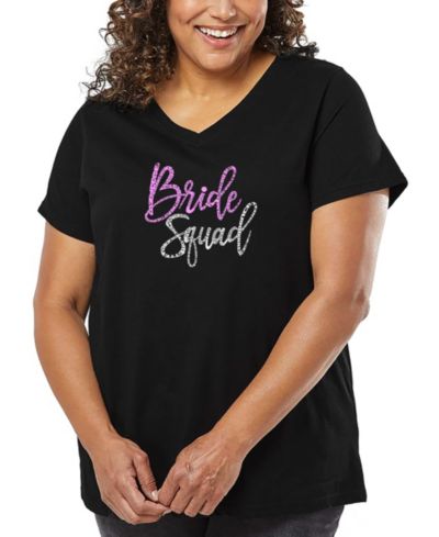 LA Pop Art Plus Size Bride Squad Word Art V-Neck футболка Женская