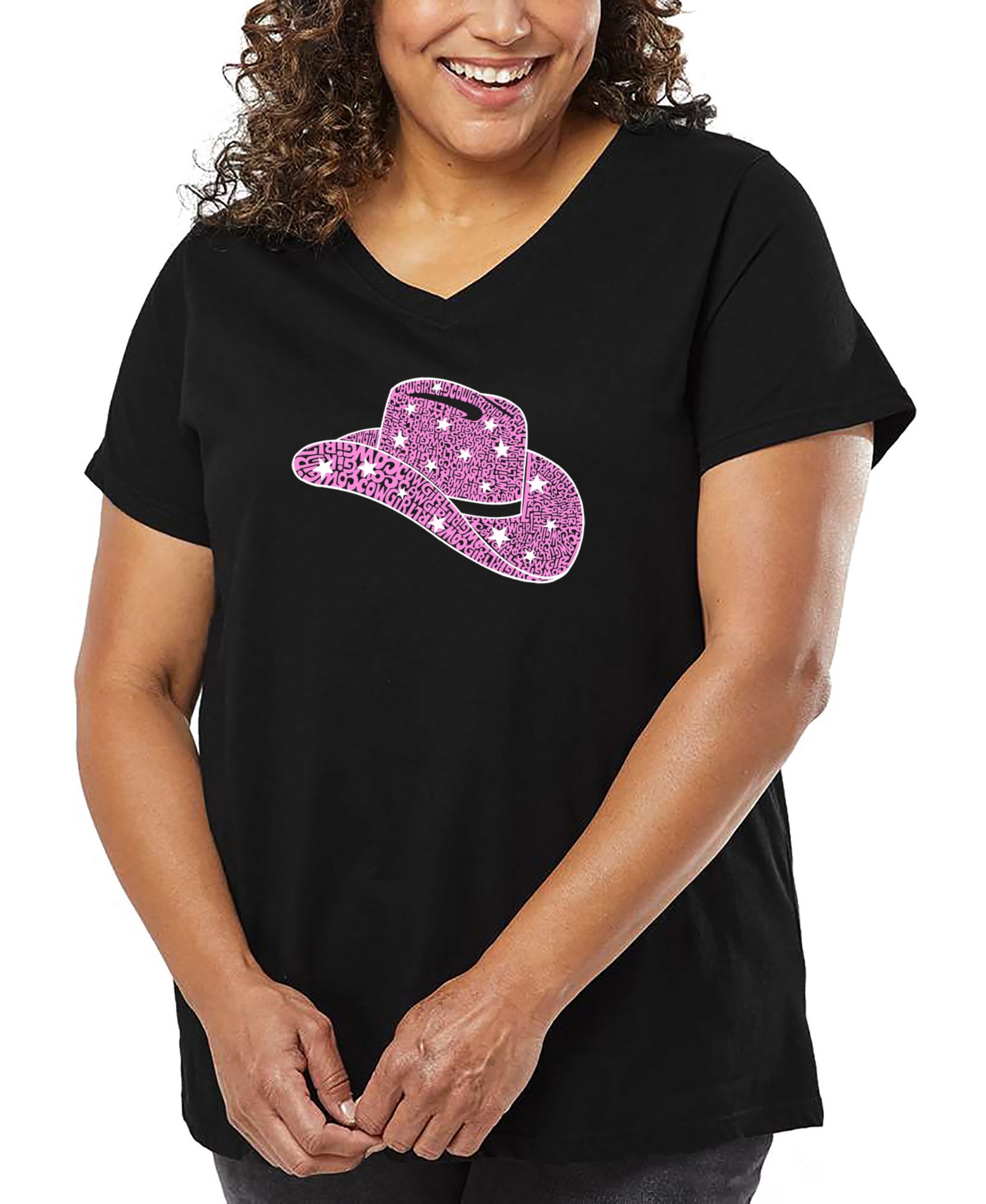 LA Pop Art Футболка Plus Size с принтом Cowgirl Hat