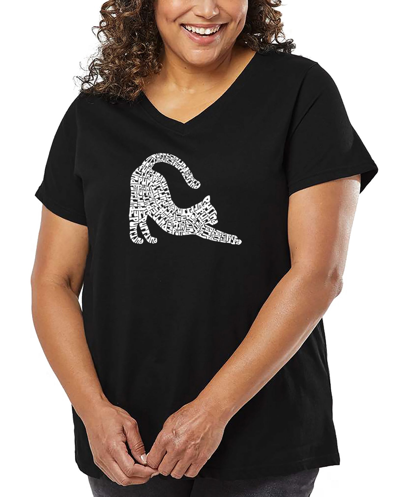 LA Pop Art Футболка Plus Size с принтом Stretching Cat