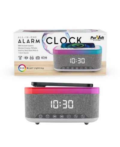 Pursonic All-in-One Alarm Clock with Bluetooth Speaker, FM Radio & Qi Wireless Charging - Your Complete Nightstand Companion