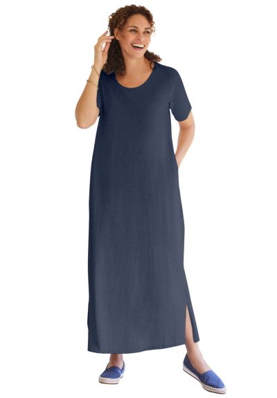 Woman Within Plus Size Perfect Short-Sleeve Scoopneck Maxi Tee Dress
