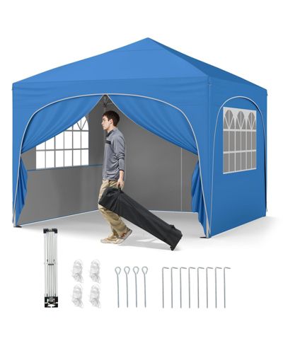 10 X 10 FT Pop up Canopy Tent with 4 Removable Sidewall