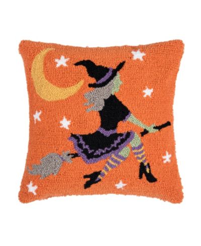Декоративная подушка Flying Witch on Broom Moonlight Halloween 16" x 16"