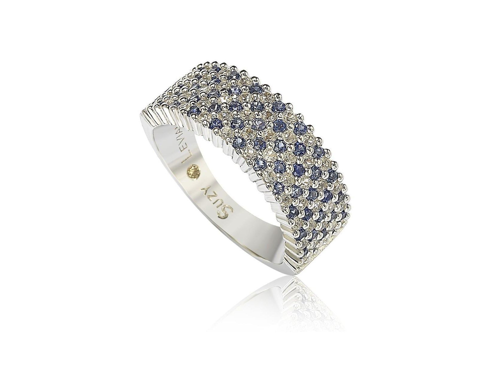 Полукольцо Suzy Levian Sterling Sapphire & Created Sapphire Half Band