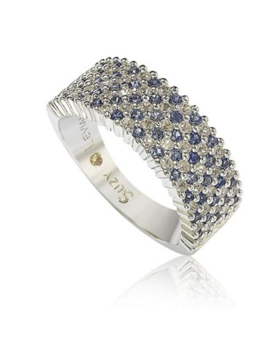 Полукольцо Suzy Levian Sterling Sapphire & Created Sapphire Half Band