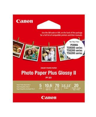 Canon PP-301 Glossy Photo Paper (3.5 x 3.5"), 20 Sheets
