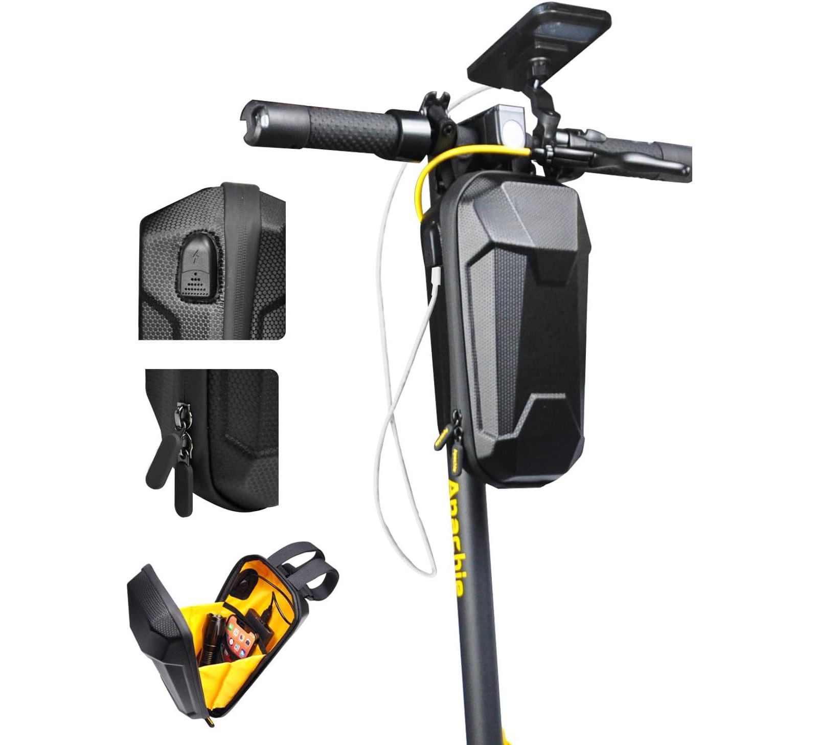 Urbanmax Scooter Storage Bag with USB Port, Waterproof Handlebar Bag for Ebike, Escooter