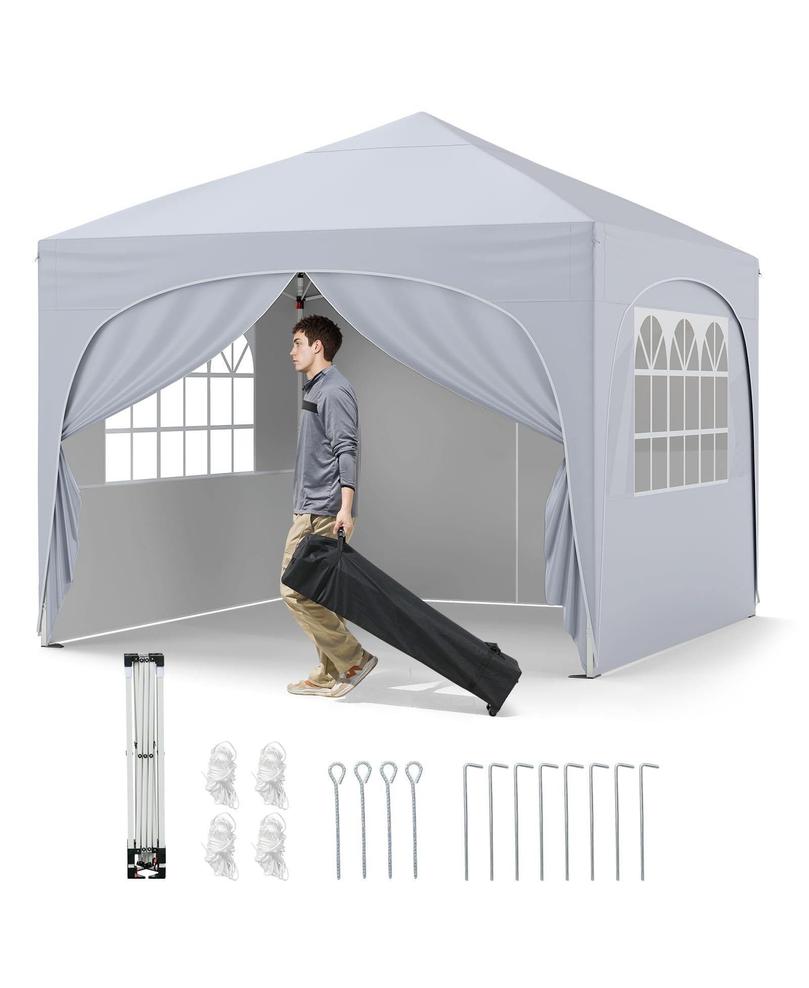 10 X 10 FT Pop up Canopy Tent with 4 Removable Sidewall