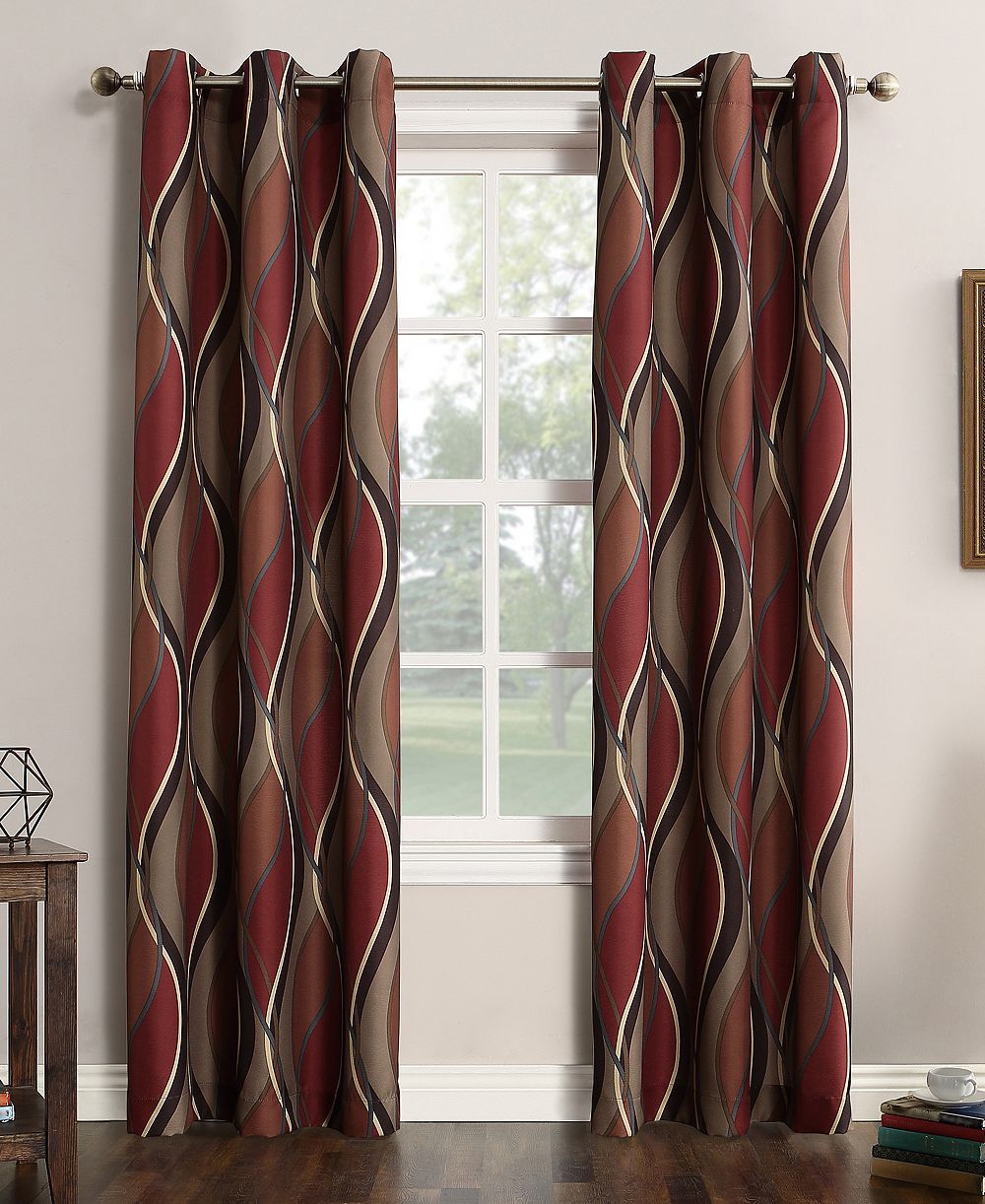 Intersect Ogee Print Semi-Sheer Grommet Curtain Panel